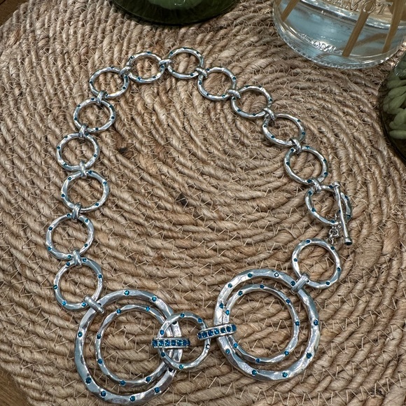 Heidi Daus New Wave 2-piece Silver and Blue Crystal Necklace Set - Picture 2 of 7